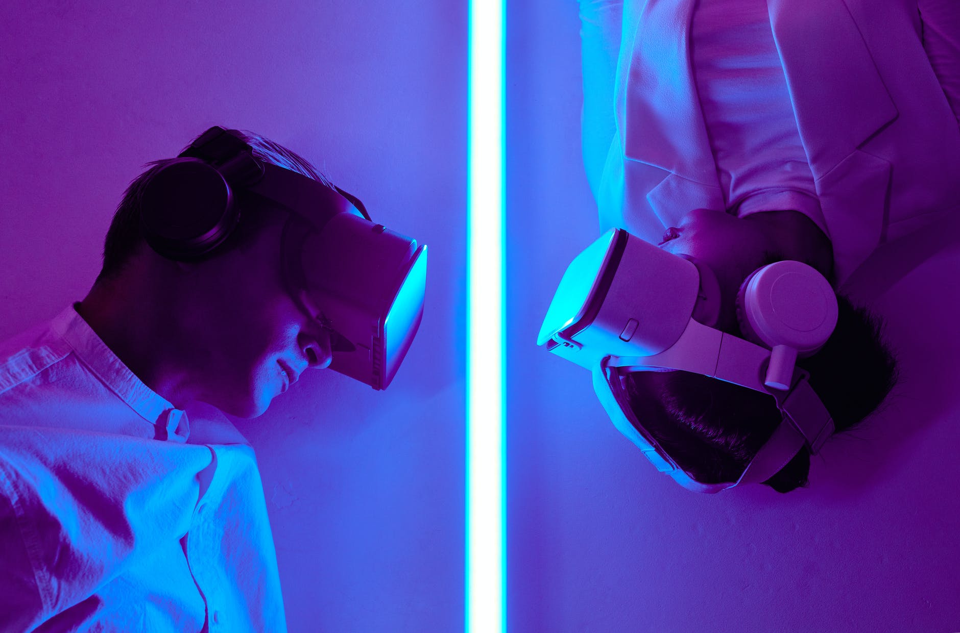 close up shot of two people playing vr box